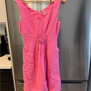 Lilly Pulitzer Hot Pink Sleeveless Rosette Waist Dress